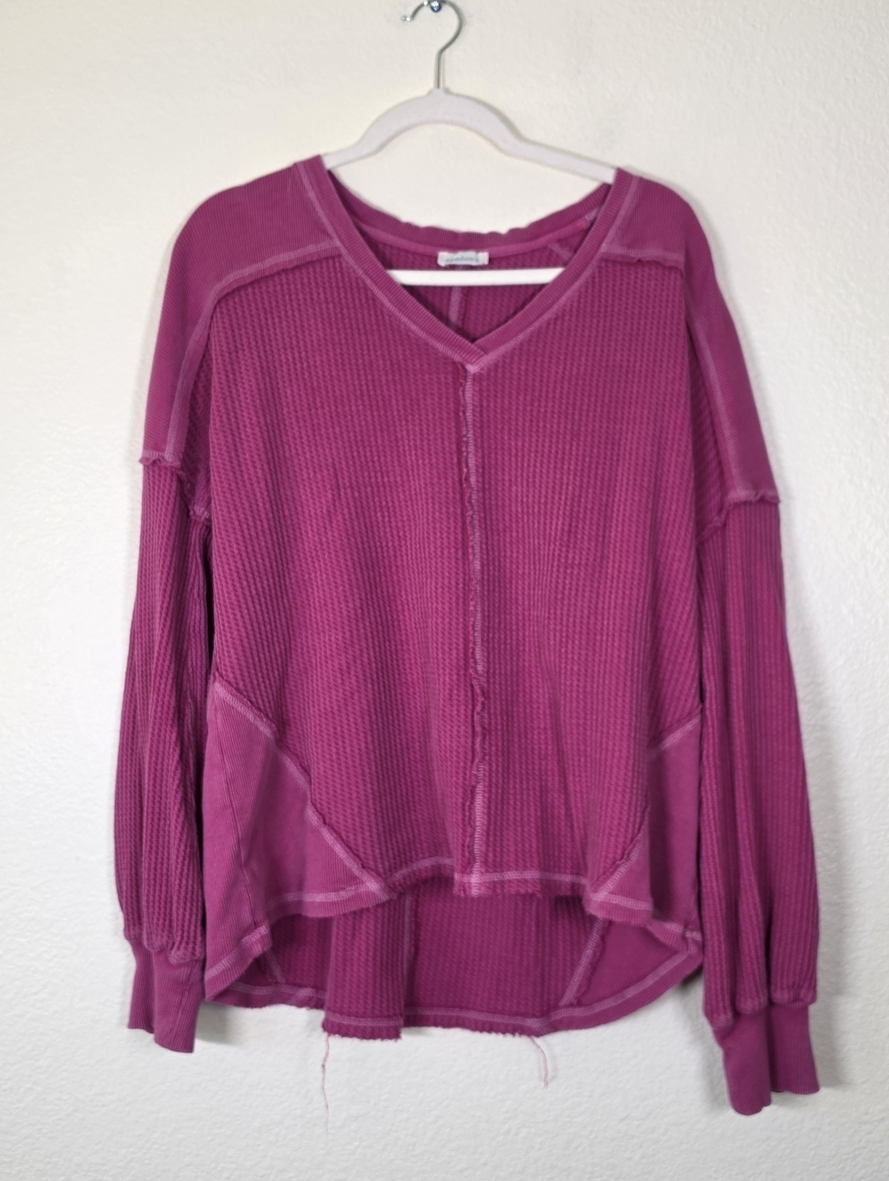 Sundance Fushcia Pink Oversized Slouchy Thermal Top